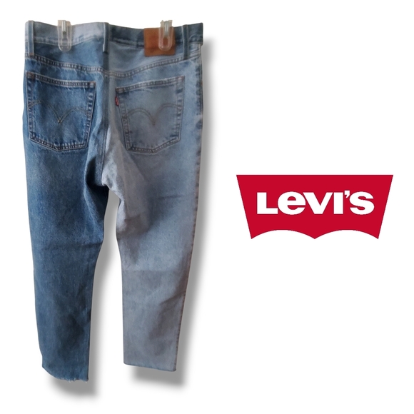 Levi's Premium 501 Two-Tone Straight-Leg Jeans Distressed Denim Blue Jeans 30x30 - Picture 5 of 17